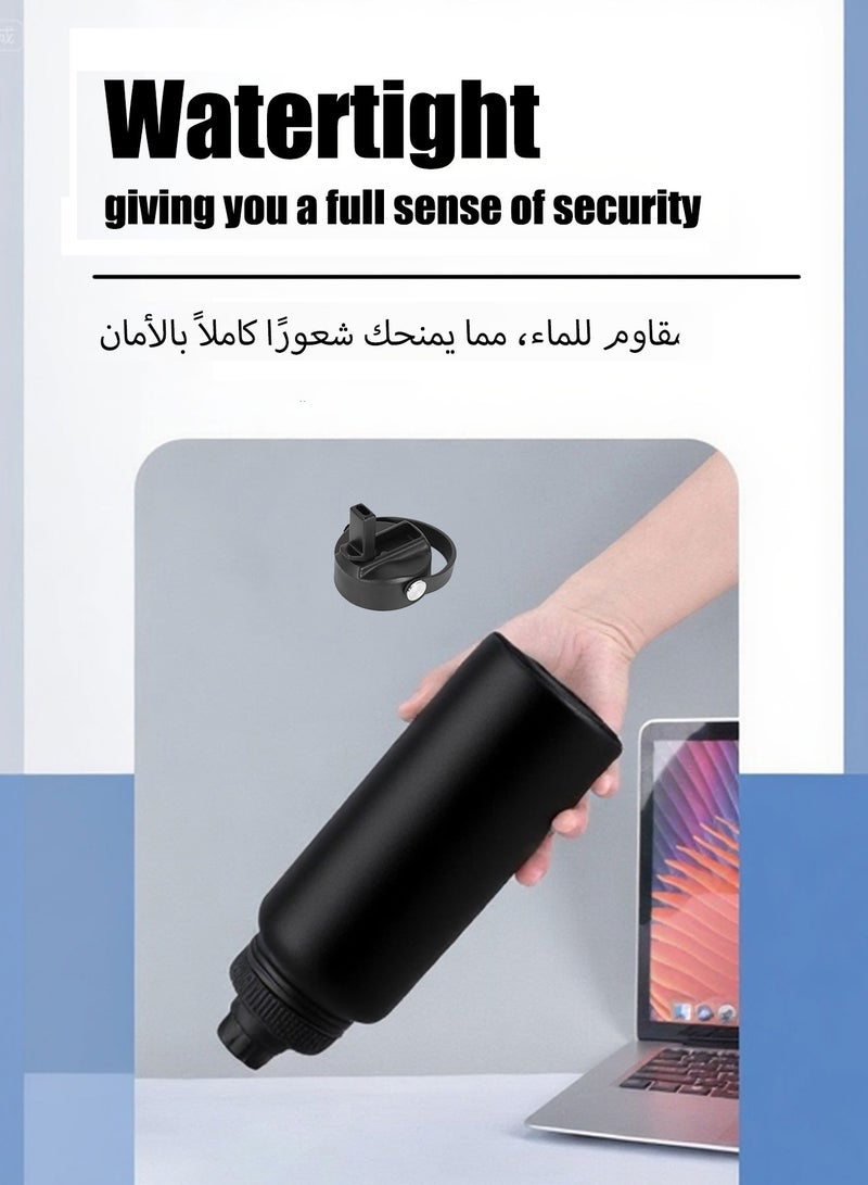 WEMART Sports water bottle, water bottle Stainless Steel,32 Oz,Outdoor Travel Portable Leak-Proof Drinkware Does Not Contain Bpa,304 Stainless Steel, With 3 Lids Hot And Cold Drinks,Black - Image 3