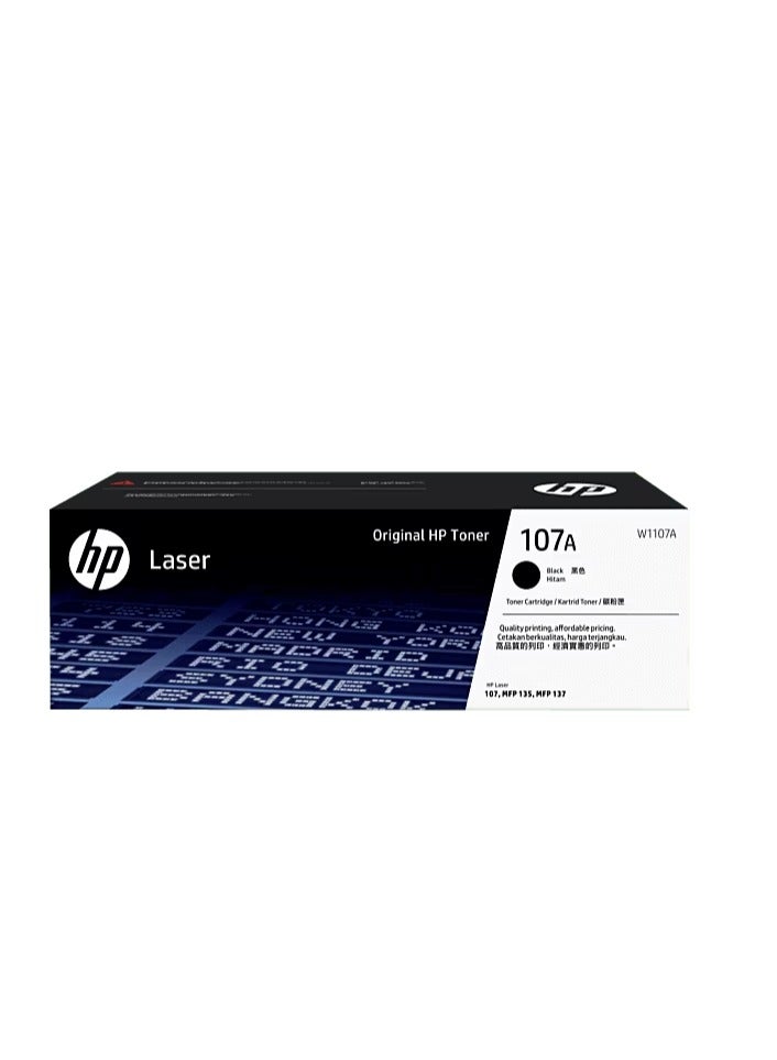 HP Toner HP 107A W1107A Original Toner Cartridge Black Works with HP Laser 107, 107a, 107w, MFP 135, 135w, 137fnw Printers - Image 1