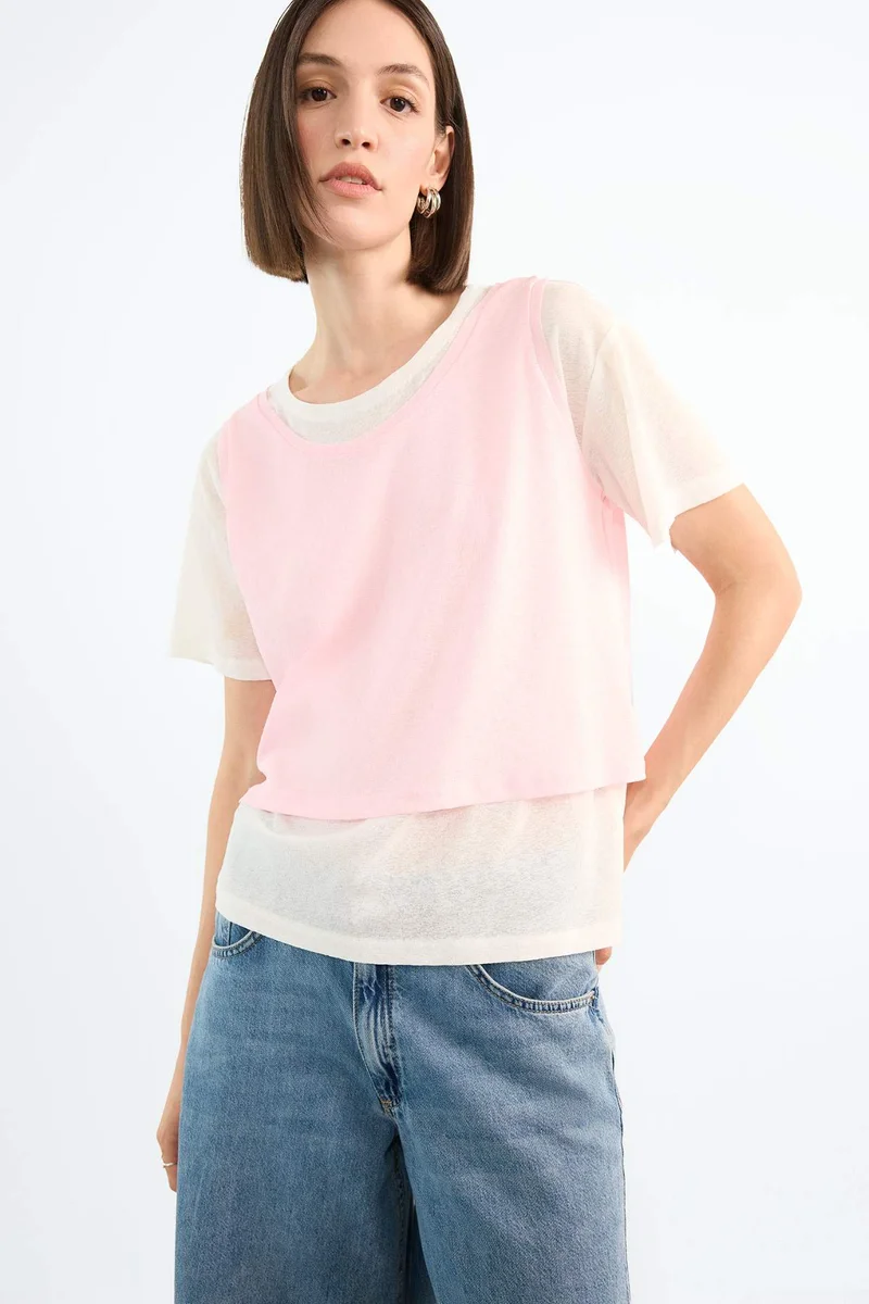 ديفاكتو Oversize Fit Short Sleeve 2 Piece T-Shirt