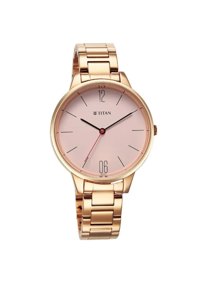 TITAN ساعة يد نسائية تناظرية بشكل دائري من الفولاذ المقاوم للصدأ - 2648WM04 - 43.5 مم - Image 2