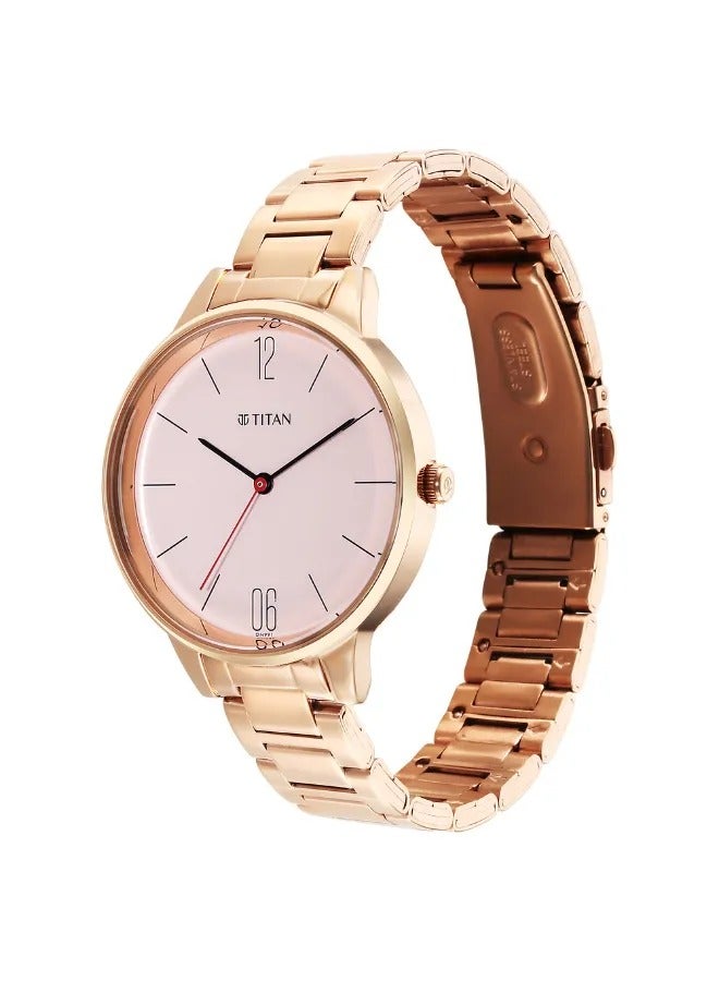 TITAN ساعة يد نسائية تناظرية بشكل دائري من الفولاذ المقاوم للصدأ - 2648WM04 - 43.5 مم - Image 3
