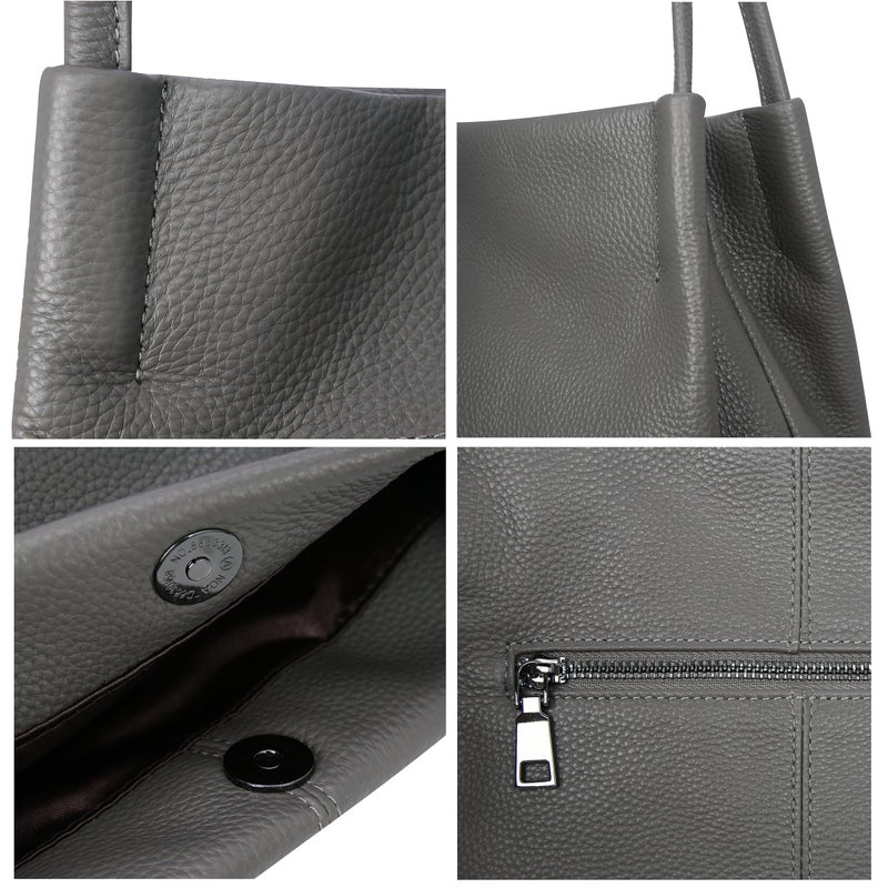 Iswee Handbags for Women Bucket Bag Purses Tote Bag Leather Satchel Hobo Bag Women's Shoulder Handbags Trendy(Grey-Lichee) - Image 4
