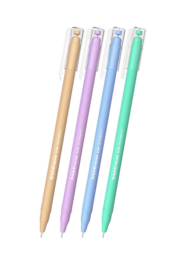 ErichKrause 12-Piece Bloom Slim Ballpoint Pen 0.7mm Tip Blue Ink - Image 2