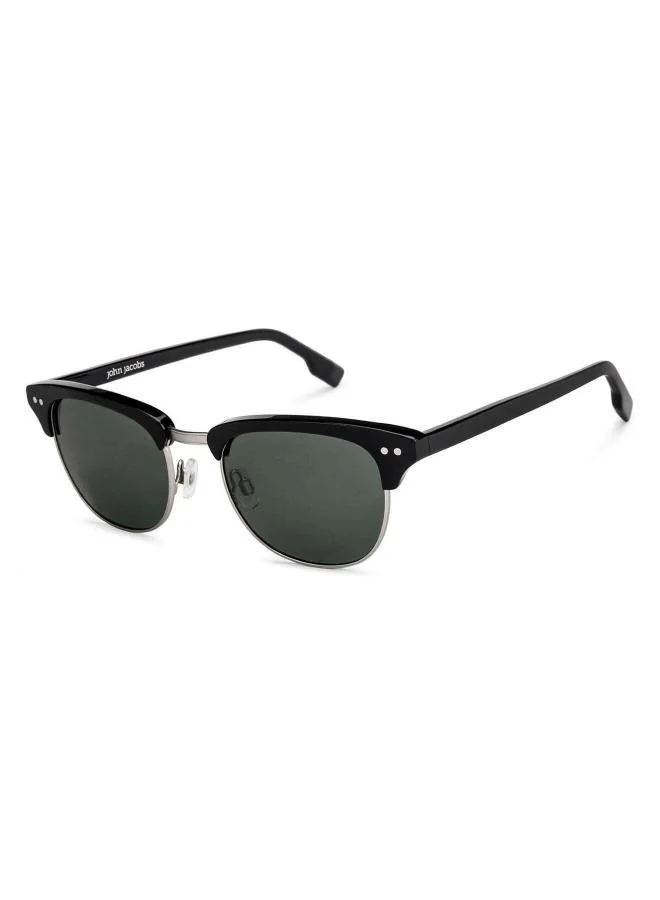جون جاكوبس نظارة شمسية للجنسين جون جاكوبس كلوب ماستر (إطار أسود، عدسة خضراء) (صغير)