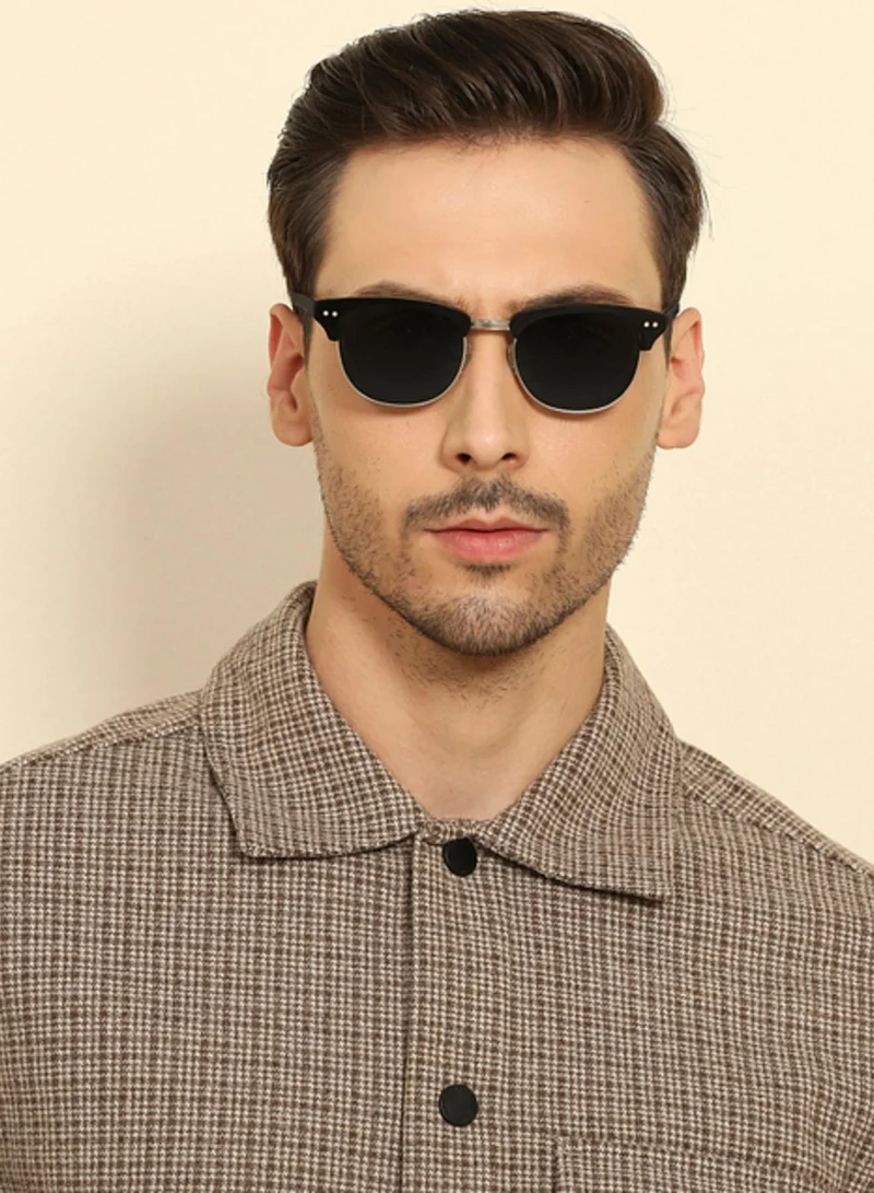 John Jacobs John Jacobs Unisex Adult Clubmaster Sunglasses (Black Frame, Green Lens) (Small) (Pack of 1)