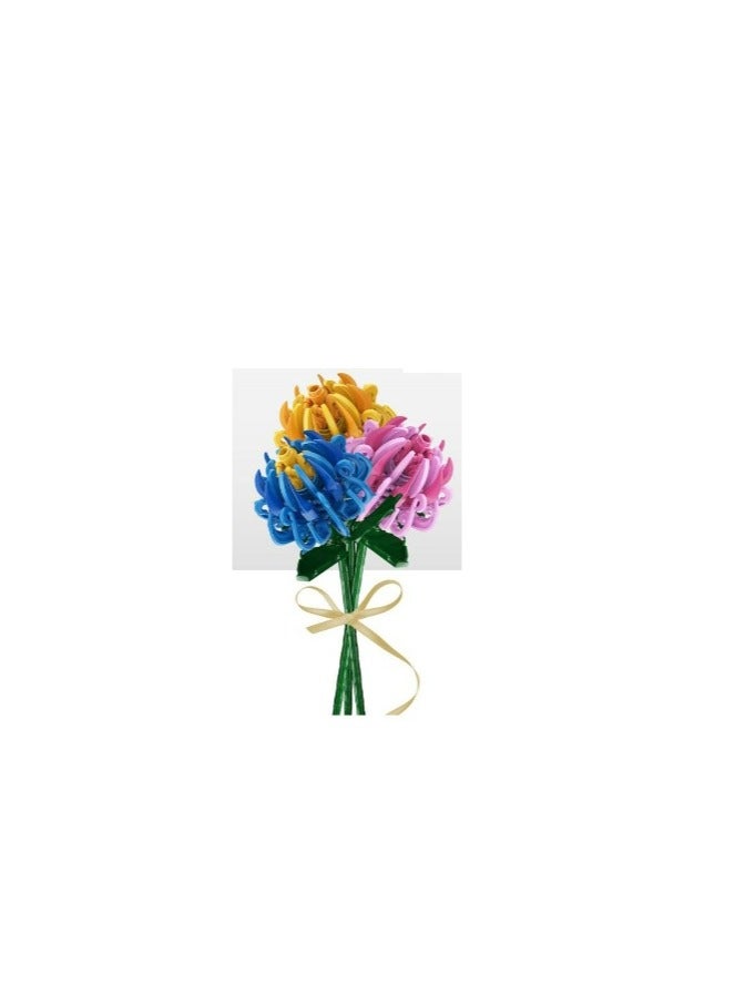 Sembo 601236ABC - Chrysanthemum Flower building blocks - Blue Pink Yellow