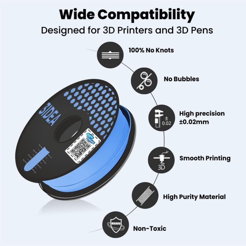 3Idea Premium PLA+ (Sky Blue) 3D Printer Filament 1.75mm Dimensional Accuracy +/- 0.03mm Net Weight- 1 KG - Image 2