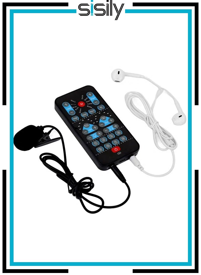 سيسلي مغير صوت بطاقة الصوت الحية، جهاز مبدل صوت صغير لبطاقة الصوت المحمولة، 8 مؤثرات صوتية ثابتة للتوصيل والتشغيل، تسجيل الألعاب، للكمبيوتر المحمول والهاتف - Image 1