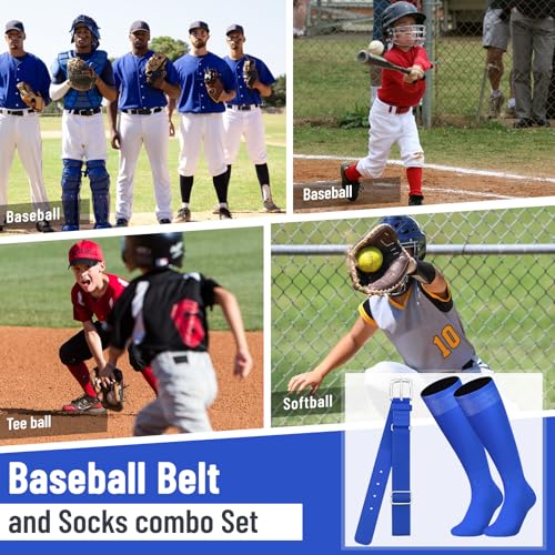 Ninsone Baseball Socks and Belt Combo Set for Youth Boys Girls Adult, Softball Tball Belt Socks with Elastic Belts - Image 5