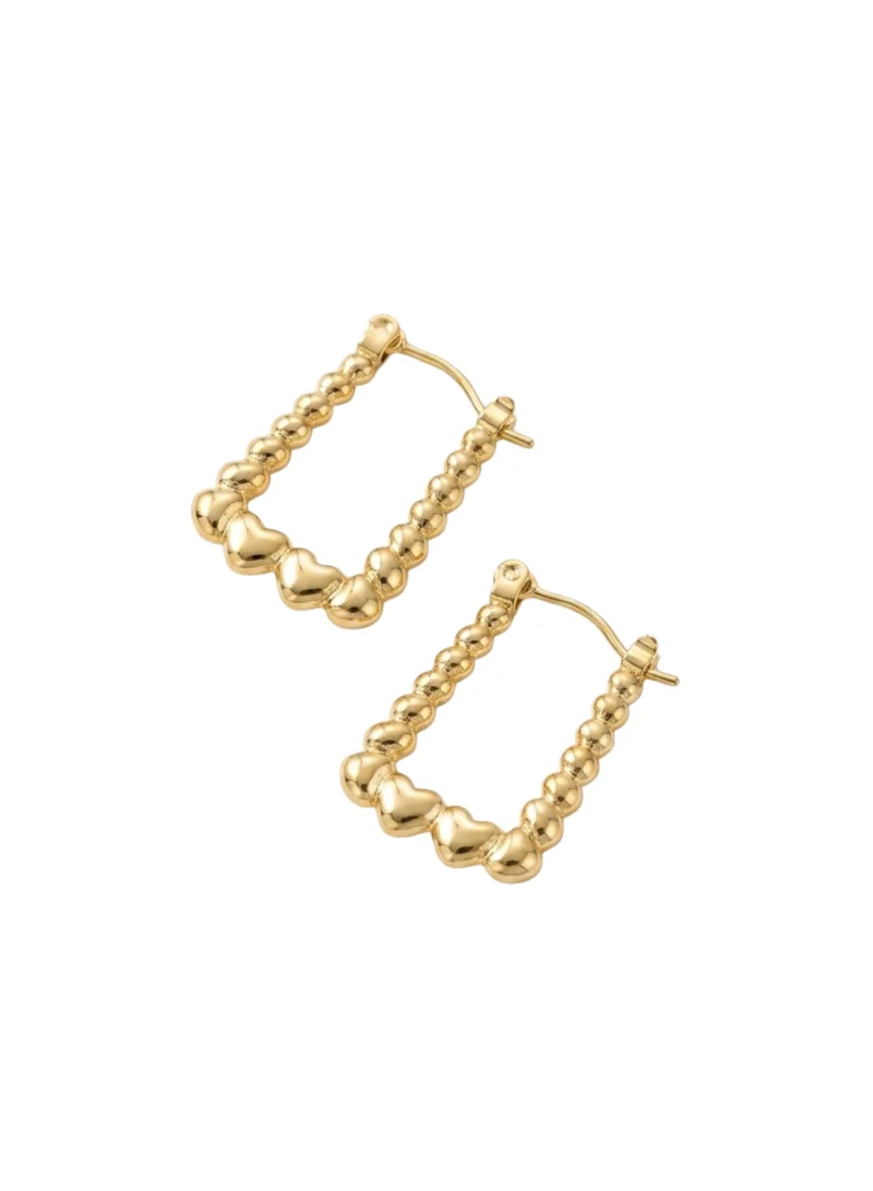Sosha Elegance Golden Beaded Heart Hoop Earrings