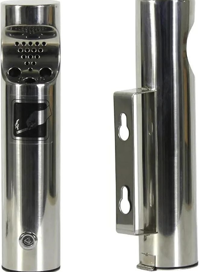 Lockable Stainless Steel Wall Mounted Ashtray Silver Easy Clean Outdoor Patio Office Bar - Image 4