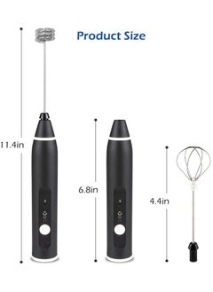 Rock Pow Milk Frother - Hand-Held Electric Whisk Portable Coffee frother USB Rechargeable 3-Speed Milk frother Beverage Mixer for Matcha Cappuccino with 2 Stainless Steel Whisk and 1 Cleaning Brush  - Image 2