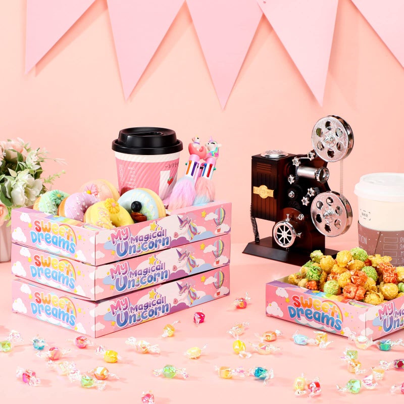 Marsui 20 Pcs Unicorn Popcorn Boxes Movie Night Snack Trays Unicorn Popcorn Trays Movie Night Snack Trays Hold Popcorn Candy Food Drink Unicorn Birthday Party Supplies Snack Treat Box Cookie Container - Image 2