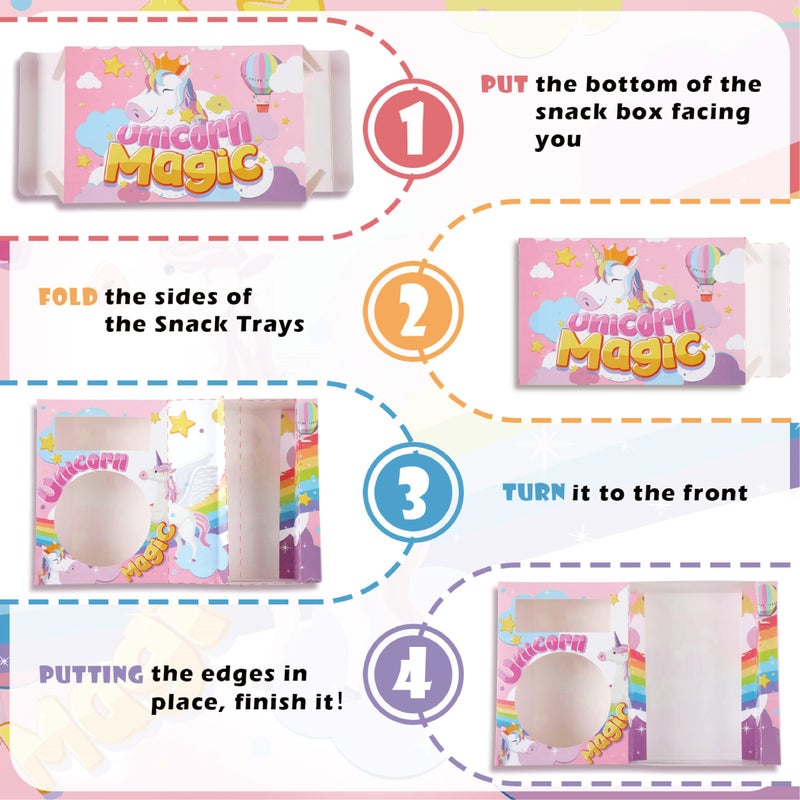 Marsui 20 Pcs Unicorn Popcorn Boxes Movie Night Snack Trays Unicorn Popcorn Trays Movie Night Snack Trays Hold Popcorn Candy Food Drink Unicorn Birthday Party Supplies Snack Treat Box Cookie Container - Image 5