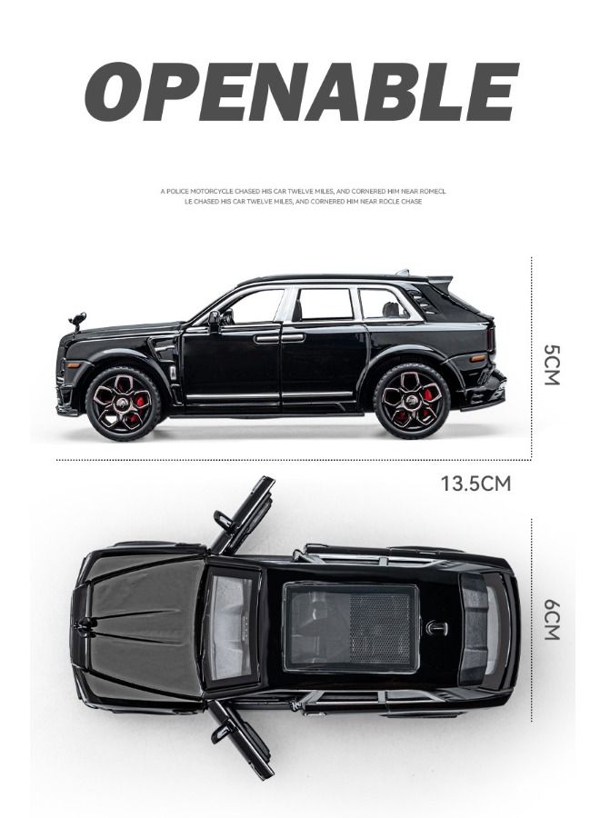 1:36 Rolls Royce Cullinan Car Model Toy, Zinc Alloy Pull Back Toy Car, Sound and Light Pull Back Model Car, Alloy Collectible Toy, Black  - Image 2