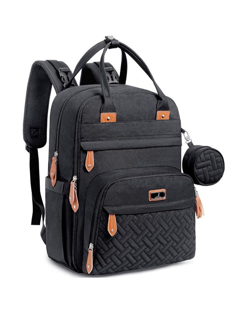 BabbleRoo Diaper Bag Backpack - Tote - Multi function Waterproof Diaper Bag, Travel Essentials Baby Bag with Changing Pad, Stroller Straps & Pacifier Case - Unisex, Blac - Image 1