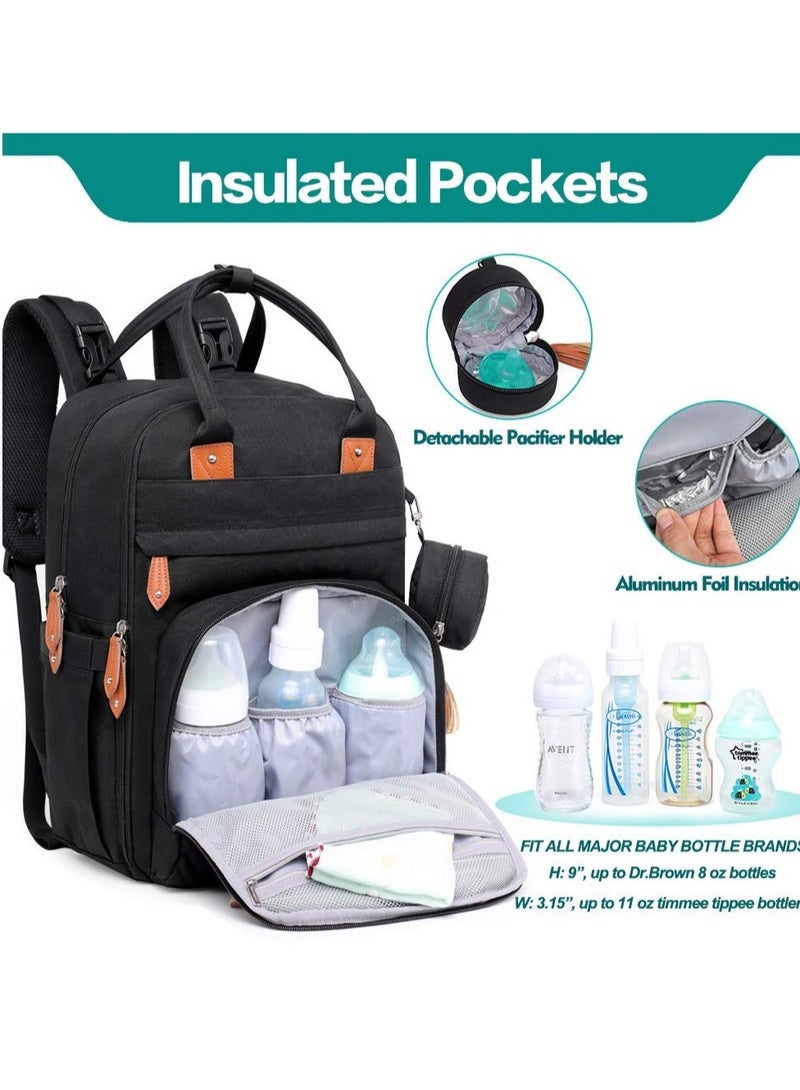 BabbleRoo Diaper Bag Backpack - Tote - Multi function Waterproof Diaper Bag, Travel Essentials Baby Bag with Changing Pad, Stroller Straps & Pacifier Case - Unisex, Blac - Image 3