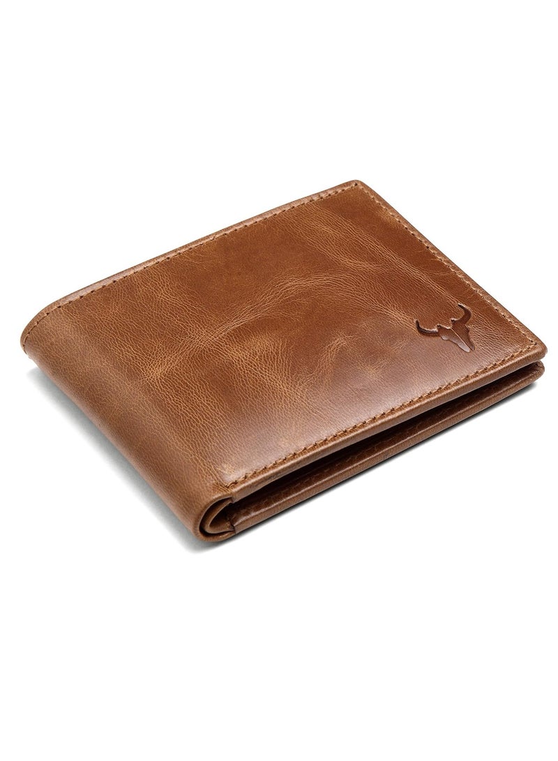 NAPA HIDE Leather Wallet for Men I Handcrafted I Credit/Debit Card Slots I 2 Currency Compartments I 2 Secret Compartments (Tan Crunch) - Image 2