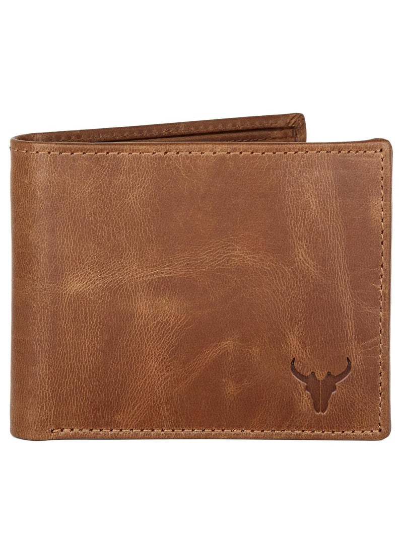 NAPA HIDE Leather Wallet for Men I Handcrafted I Credit/Debit Card Slots I 2 Currency Compartments I 2 Secret Compartments (Tan Crunch) - Image 3