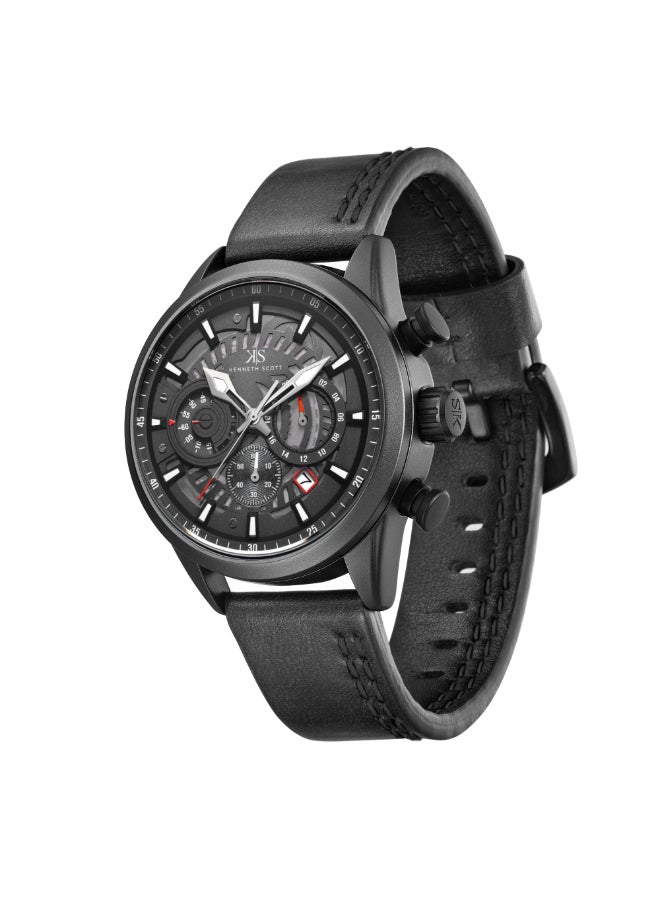 KENNETH SCOTT Men's PU Chronograph Watch K25107-BLBB - 44 mm  - Image 2