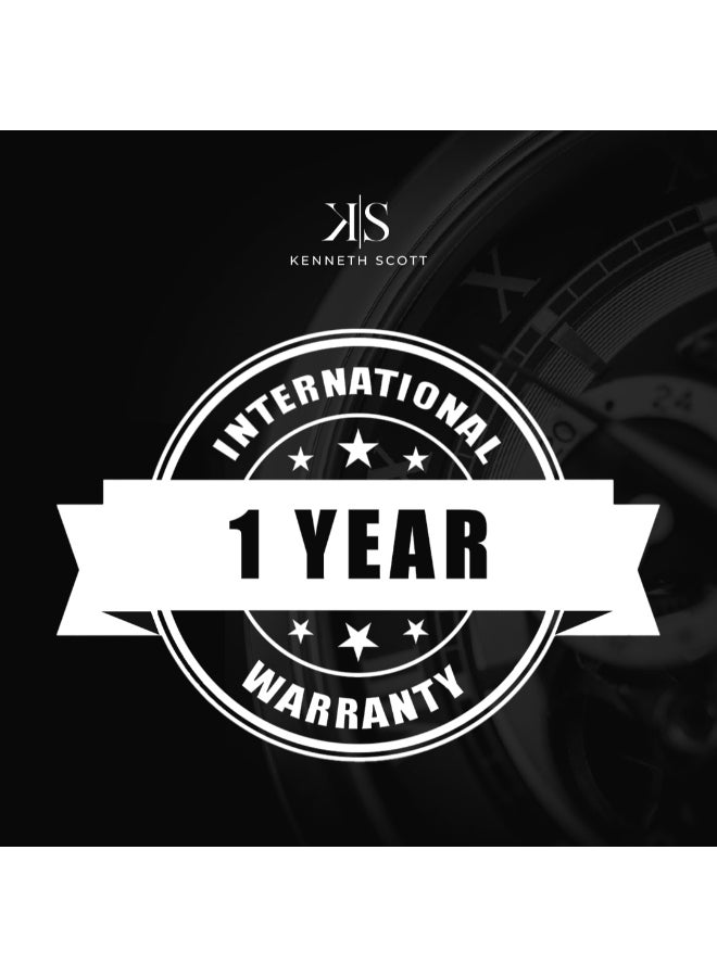 KENNETH SCOTT Men's PU Chronograph Watch K25107-BLBB - 44 mm - Image 5