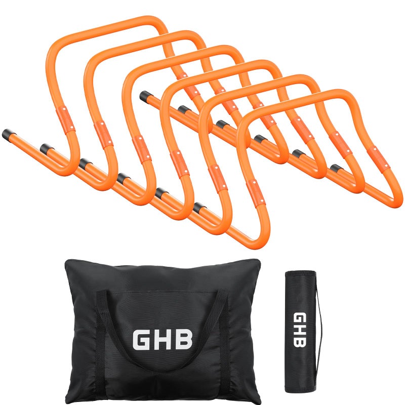 GHB Agility Hurdles 5/6 Pack Foldable Speed Agility Training Hurdles Adjustable Sturdy Hurdles Training Equipment Set with Carry Bag for Amateur, Athletes, Soccer, Basketball - Image 1