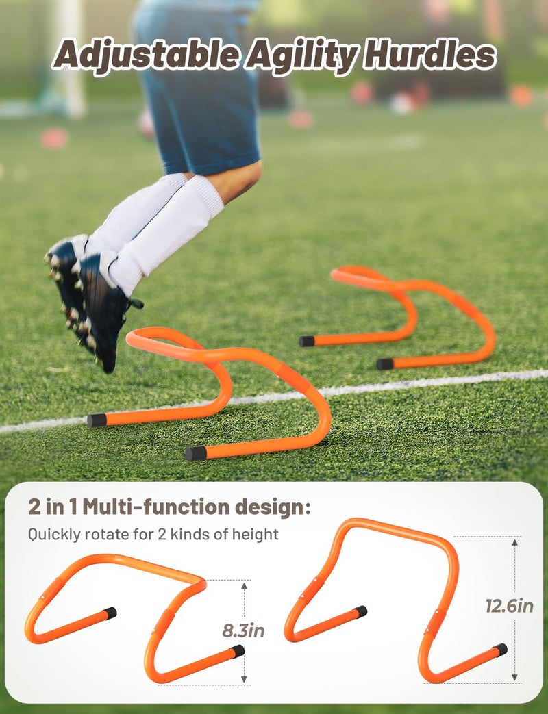 GHB Agility Hurdles 5/6 Pack Foldable Speed Agility Training Hurdles Adjustable Sturdy Hurdles Training Equipment Set with Carry Bag for Amateur, Athletes, Soccer, Basketball - Image 3
