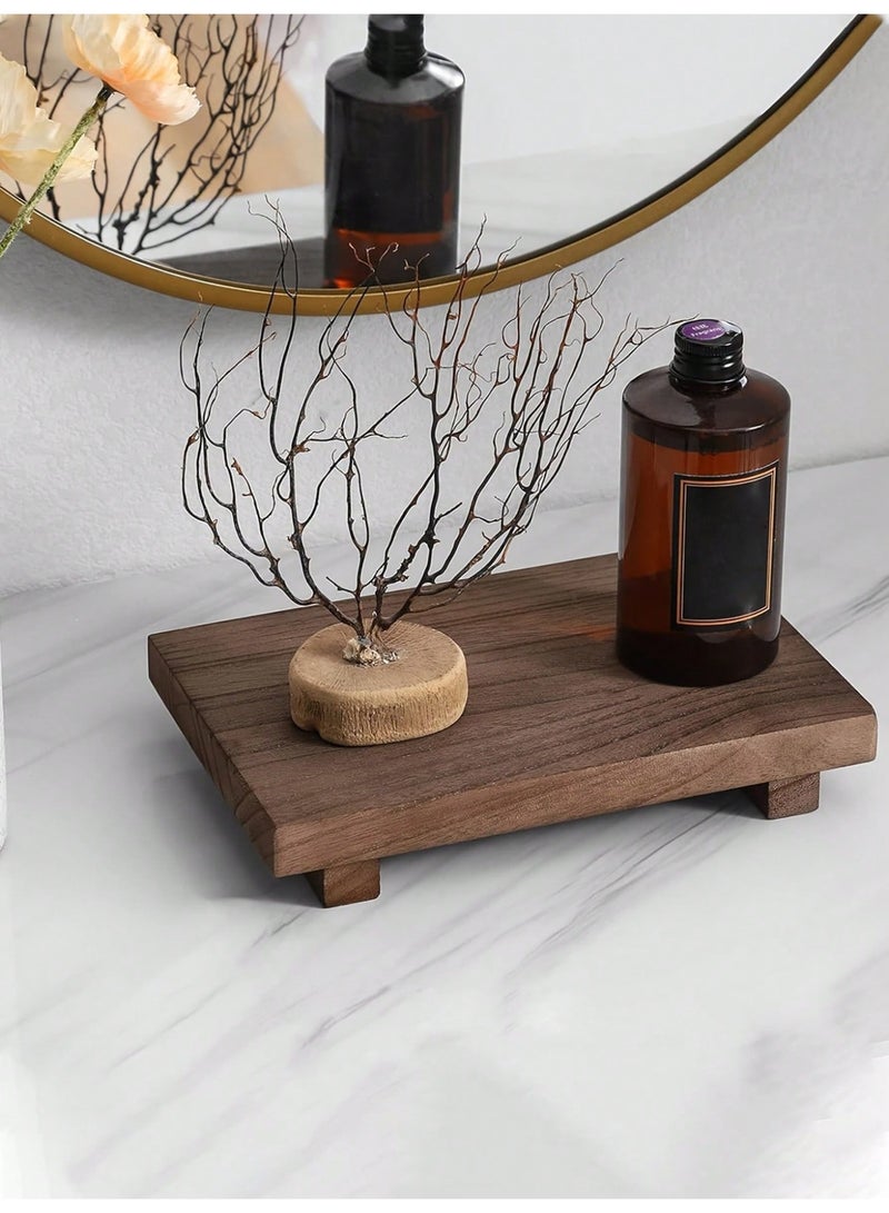 صينية صابون خشبية طبيعية وحامل ديكور – منظم حمام ومطبخ ريفي متعدد الاستخدامات، عرض للعداد للنباتات والشموع والمجوهرات ومستحضرات السبا – صغيرة الحجم مقاومة للماء، ديكور منزلي على طراز المزرعة - Image 2