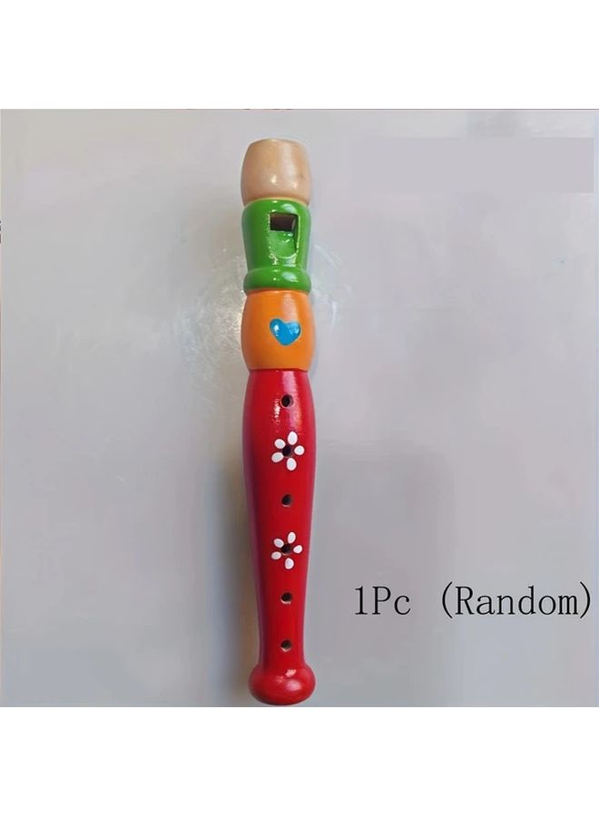 1pc Colorful 6 Hole Wooden Flute Recorder Instrument For Party Favors Classroom Prizes - Image 1