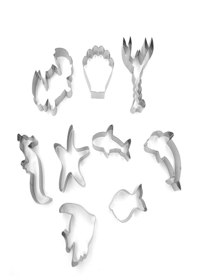 JOKUMO Sea Creatures Cookie Cutters Set – 9PC High Grade 430 Stainless Steel –Fish, Dolphin, Crab, Starfish, Shark, Sea Horse, Lobster, Angel fish, Shell - Image 2