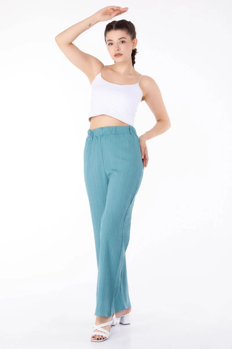 Tofisa Plain Mid Women's Green Casual Trousers - 25627
