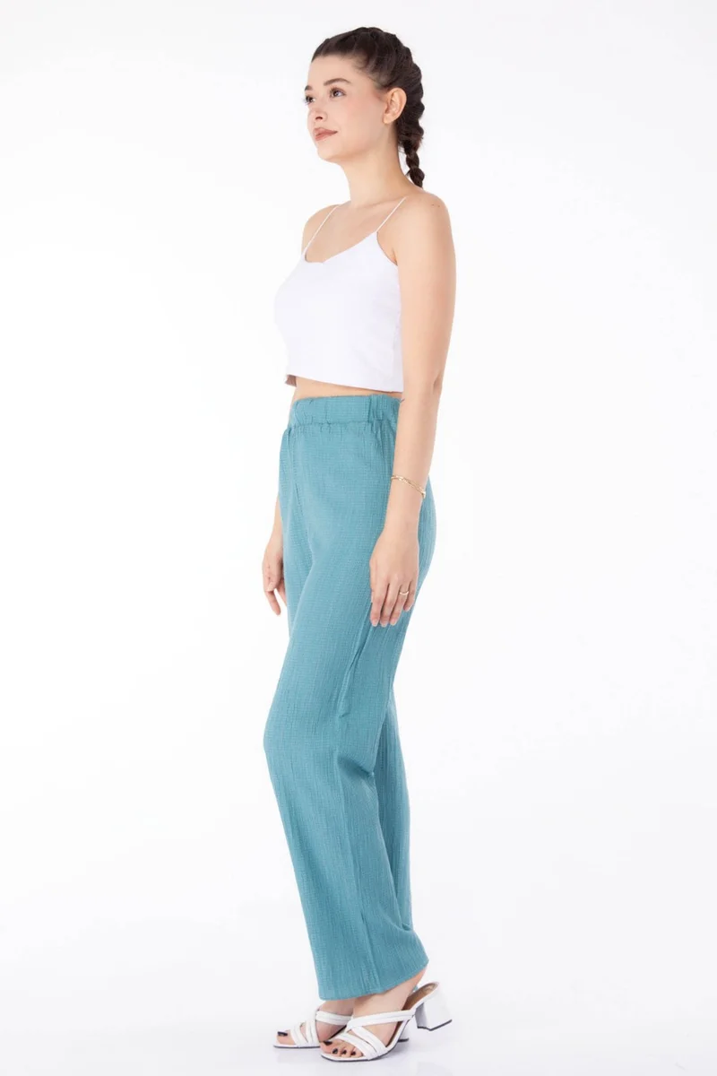 Tofisa Plain Mid Women's Green Casual Trousers - 25627