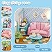 Kisoy Dollhouse Miniature with Furniture Kit DIY 3D Wooden DIY House Kit A Corner of a Small Apartment Style with Dust Cover LED Handmade Tiny House Toys for Adults and Teens GiftLiving Room - Image 4