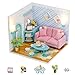 Kisoy Dollhouse Miniature with Furniture Kit DIY 3D Wooden DIY House Kit A Corner of a Small Apartment Style with Dust Cover LED Handmade Tiny House Toys for Adults and Teens GiftLiving Room - Image 2