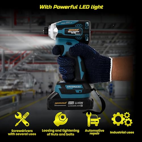 TOMAHAWK® BSD-8200 Brushless Cordless Screwdriver/Impact Driver - 2 Battery with 20V, 2.0Ah, 180 Nm, 2400 RPM, 10Mm Chuck capacity, 2 Speed Mode - Image 4
