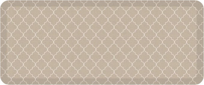 ANTIFATIGUE DESIGNER COMFORT KITCHEN FLOOR MAT 20X48 TRELLIS KHAKI STAIN RESISTANT SURFACE WITH 34 THICK ERGOFOAM CORE FOR HEALTH AND WELLNESS