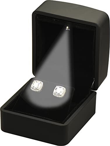 LAODA LED Earring Jewelry Gift Box for Wedding, Proposal, Birthday...Luxury LED Diamond Stud Earring Jewelry Gift Box with Light for Women for Men (Black Earring Box) - Image 4