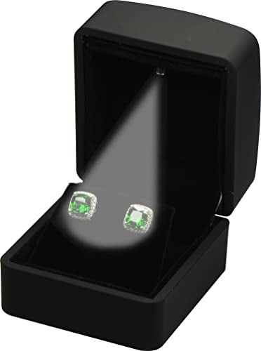 LAODA LED Earring Jewelry Gift Box for Wedding, Proposal, Birthday...Luxury LED Diamond Stud Earring Jewelry Gift Box with Light for Women for Men (Black Earring Box) - Image 3