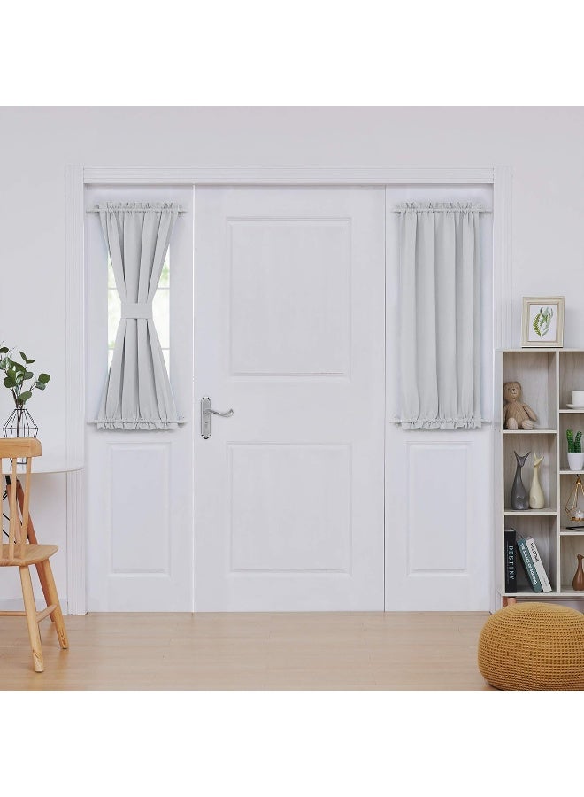Deconovo Door Curtain Blackout Door Window Curtains for Front Door French Door Curtains with Tieback Door Blinds for Door Window, Silver Grey, W25 x L40, 1 Panel - Image 1