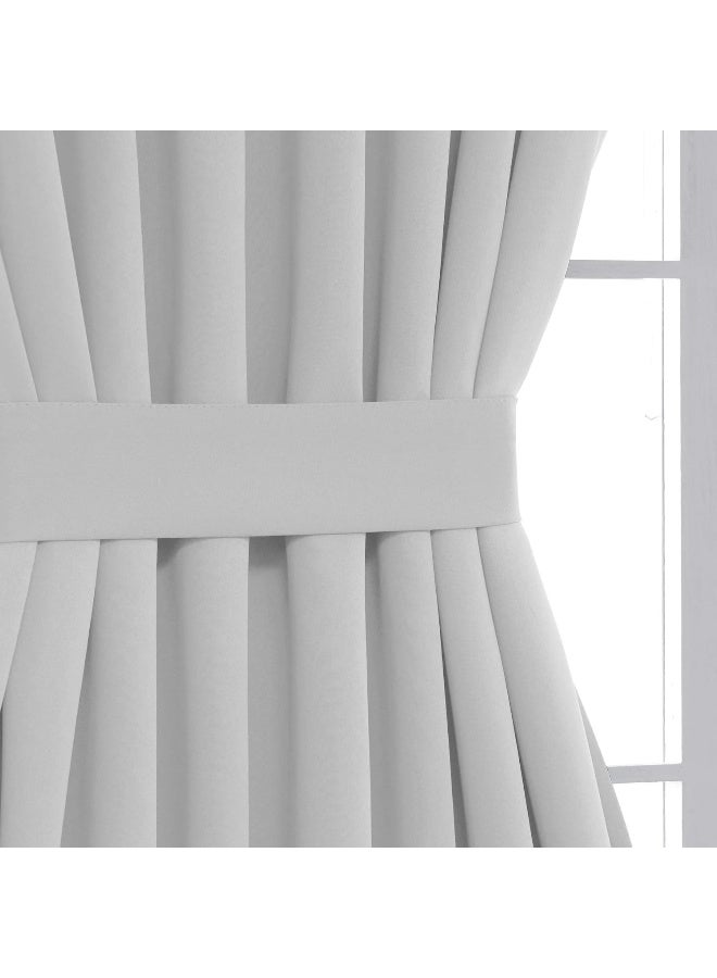 Deconovo Door Curtain Blackout Door Window Curtains for Front Door French Door Curtains with Tieback Door Blinds for Door Window, Silver Grey, W25 x L40, 1 Panel - Image 4
