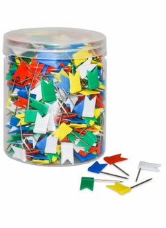 Excefore Colored Flag Map Push Pins - 300 Pack Multicolored Decorative Travel Map Tacks Plastic Head with Steel Point for Cork Bulletin Board, Picture Hanging at Home Office School (5 Assorted Colors)  - Image 1
