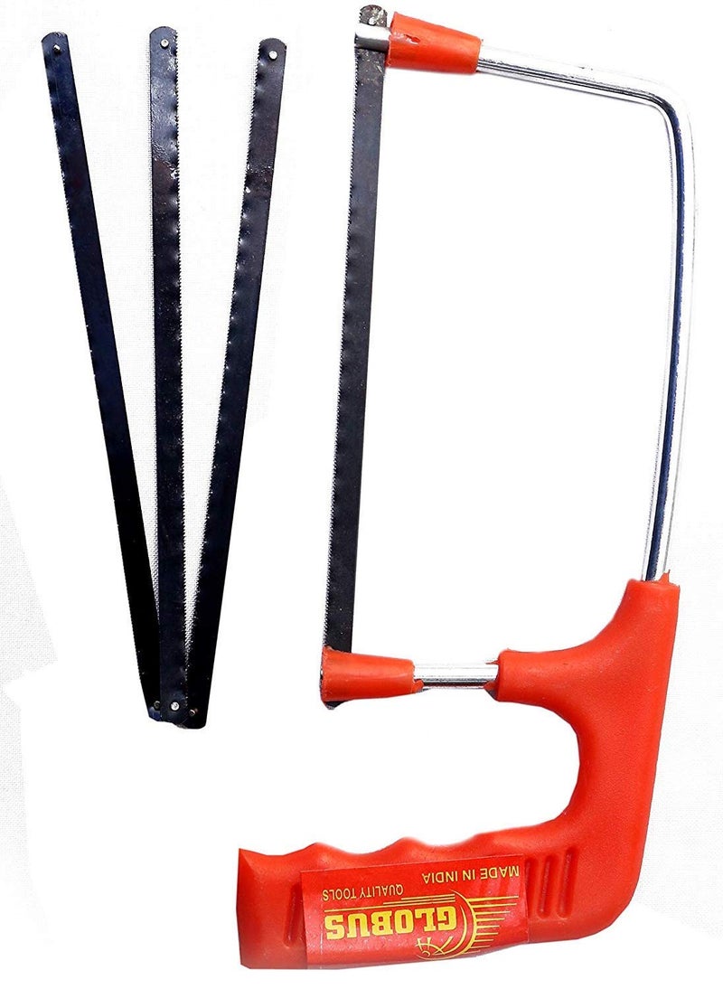 GLOBUS Mini Hacksaw Frame With Blade (6 Inch) 150Mm With Plastic Handle And Free 3 Blades 150Mm - Image 2