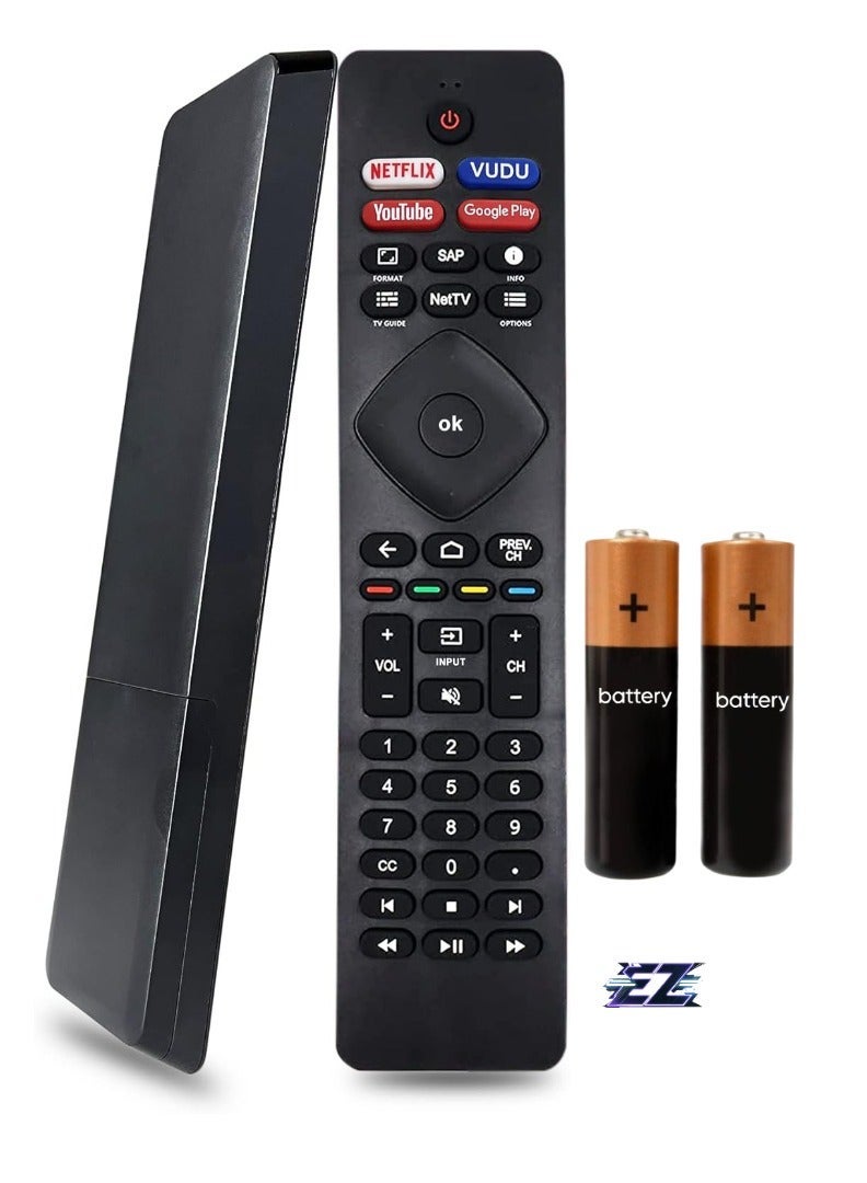 PopZa "Universal Replacement Remote Control for Philips Android Smart TV – Compatible with 50PFL5704/F7, 55PFL5604/F7, 65PFL5704/F7, and More – NH800UP RF402A-V14 Model (No Voice) – Includes Battery" - Image 1