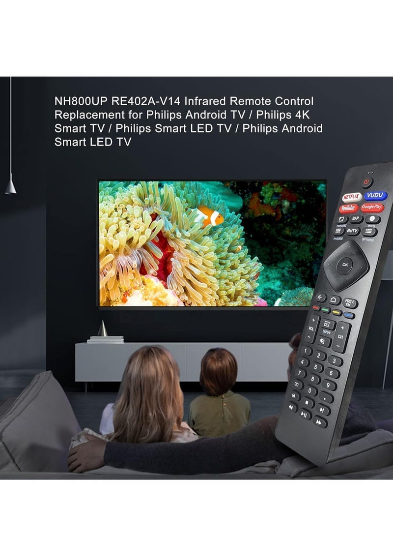 PopZa "Universal Replacement Remote Control for Philips Android Smart TV – Compatible with 50PFL5704/F7, 55PFL5604/F7, 65PFL5704/F7, and More – NH800UP RF402A-V14 Model (No Voice) – Includes Battery" - Image 3