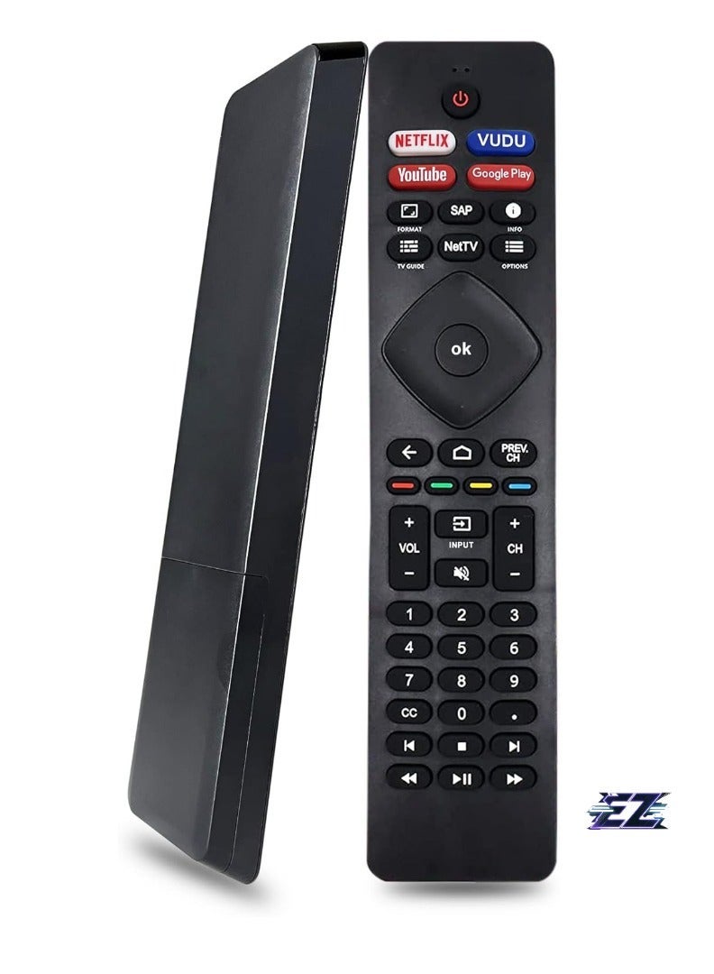 PopZa "Universal Replacement Remote Control for Philips Android Smart TV – Compatible with 50PFL5704/F7, 55PFL5604/F7, 65PFL5704/F7, and More – NH800UP RF402A-V14 Model (No Voice) – Includes Battery" - Image 2