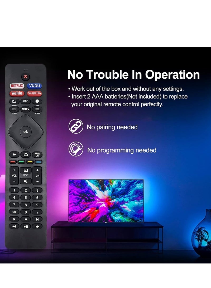 PopZa "Universal Replacement Remote Control for Philips Android Smart TV – Compatible with 50PFL5704/F7, 55PFL5604/F7, 65PFL5704/F7, and More – NH800UP RF402A-V14 Model (No Voice) – Includes Battery" - Image 4