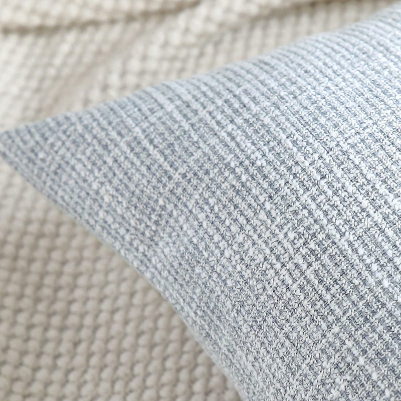 OTOSTAR Linen Throw Pillow Covers Set of 2 Decorative Square Pillowcases Cushion Covers 22x22 Inch for Home Decor Sofa Bedroom Car 55 x 55 CM Grey Blue (More Grey) - Image 2