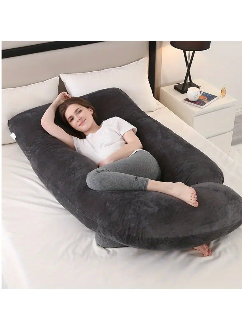 MIXSNOW Crystal Velvet Pregnancy Pillow - Blue Grey - Image 4