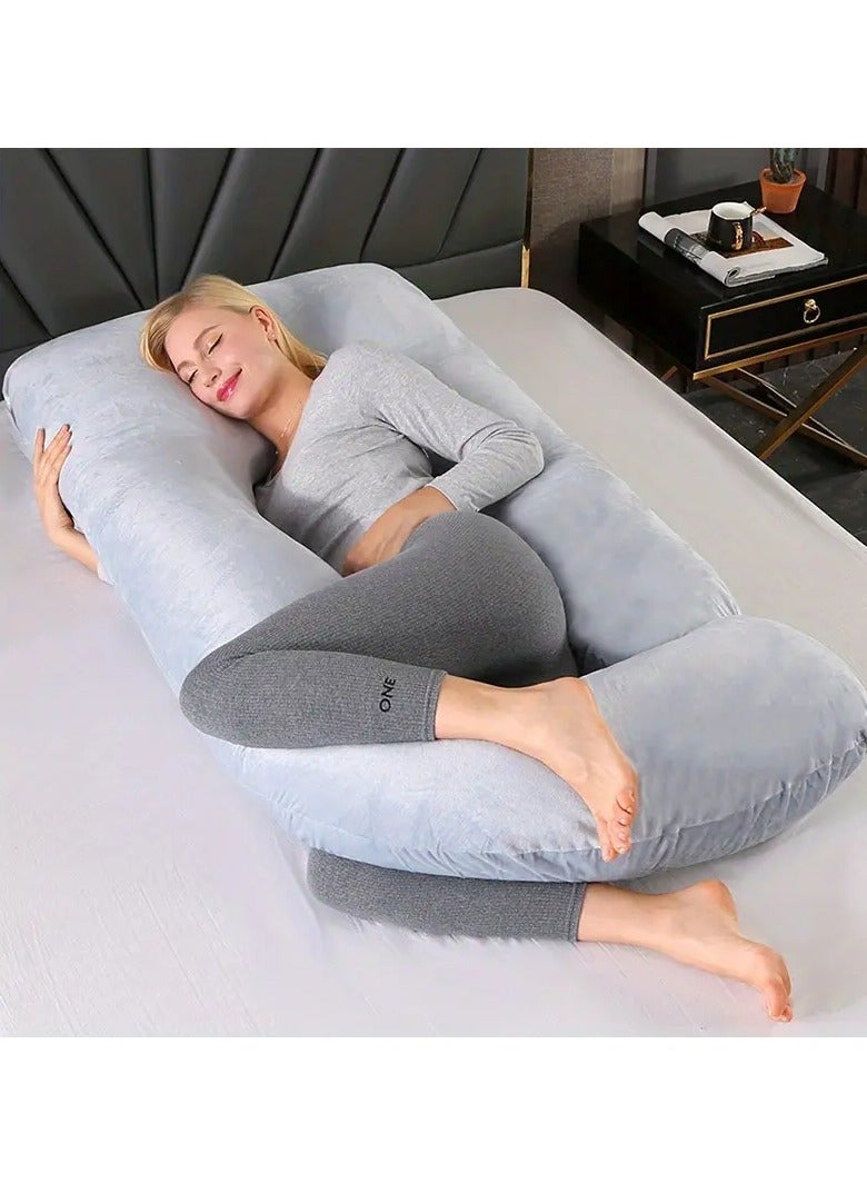 MIXSNOW Crystal Velvet Pregnancy Pillow - Blue Grey - Image 5