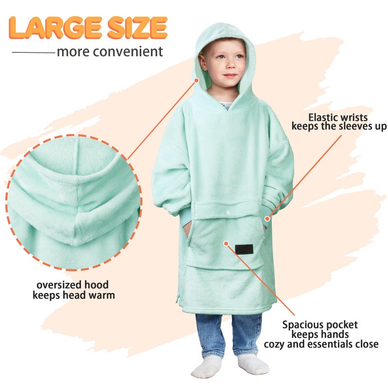 Catalonia Catalonia Wearable Blanket Hoodie for Kids  Oversized Wearable Fleece Pullover with Large Front Pocket  Ages 4-12  Valentine's Day Gifts for Kids  - Image 3